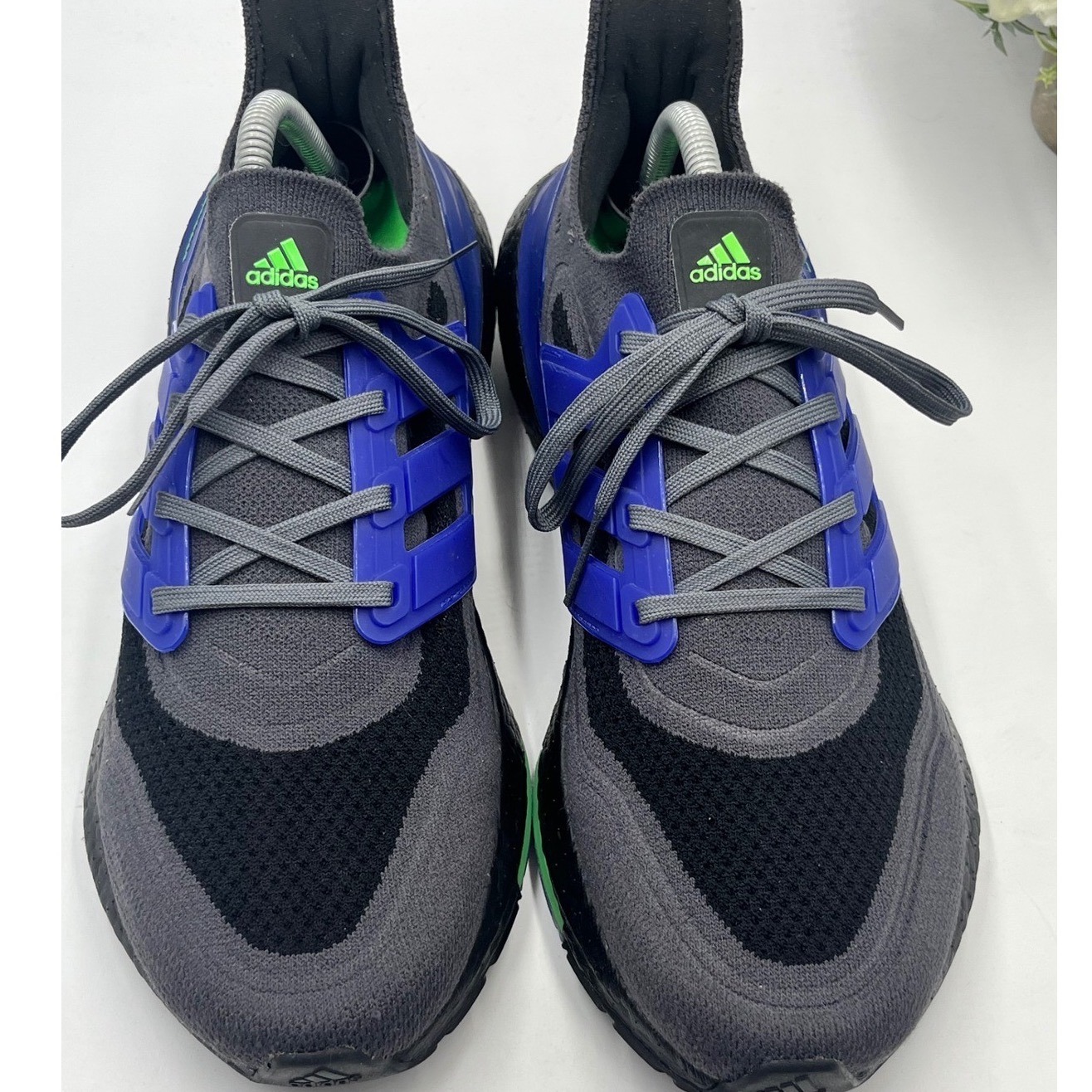 Adidas Men's Ultraboost 21 'Grey Sonic Ink' Cushioning Upper Sock Like Fit Sz 10
